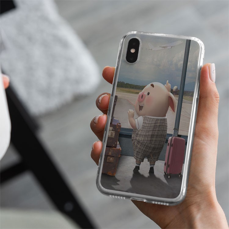 Ốp điện thoại trẻ trung ốp lưng chú lợn con trong nhà chờ máy bay dành cho Iphone 5 đến 12 Promax PIG20210149