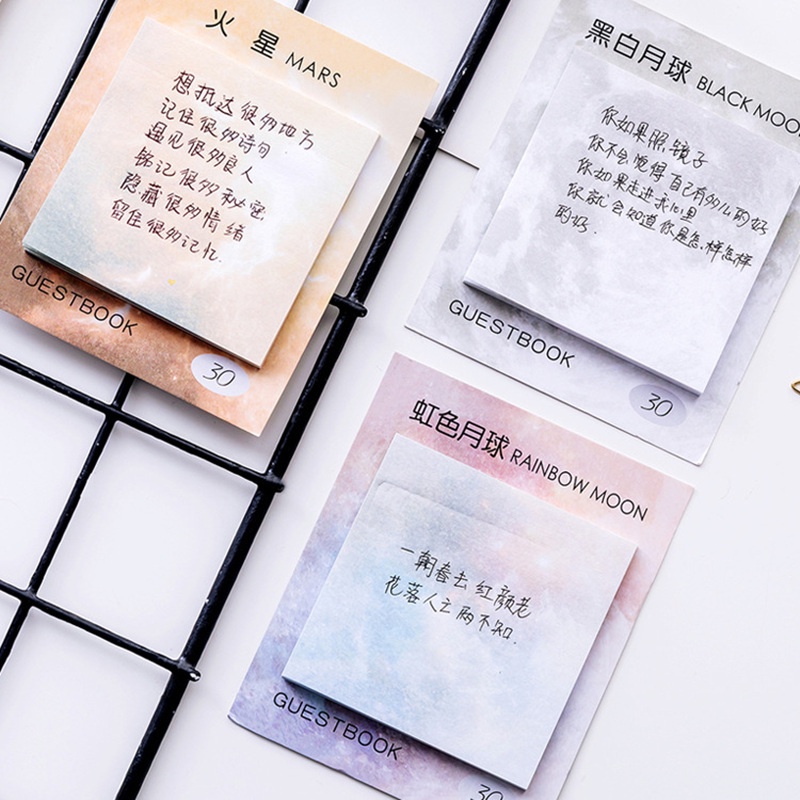 1 Bộ Giấy Ghi Chú Họa Tiết Hành Tinh Mặt Trăng Trái Đất C6341