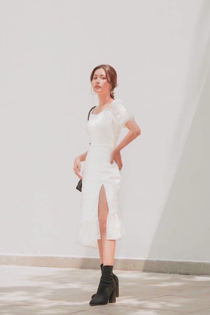 [Mã FATHANG5 giảm 10K đơn 50K] Đầm trắng đuôi cá xẻ tà (kèm hình thật) | BigBuy360 - bigbuy360.vn