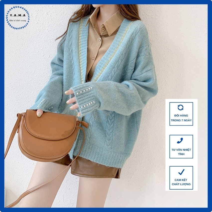 Áo len Cardigan YAMA A10 với bảng màu siêu hot , kết hợp với cúc đính đá