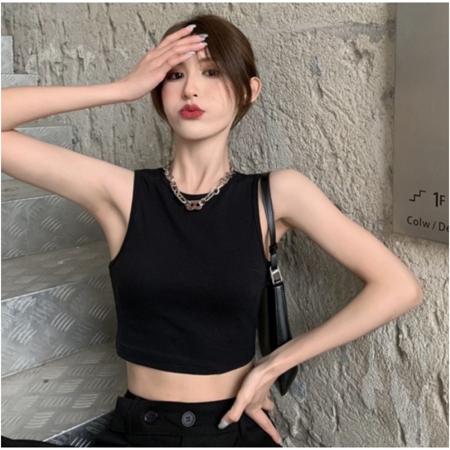 Áo croptop ba lỗ nữ basic chất cotton co giãn mát, mịn dáng ôm mix đồ cực xinh - AK008 | bear.story