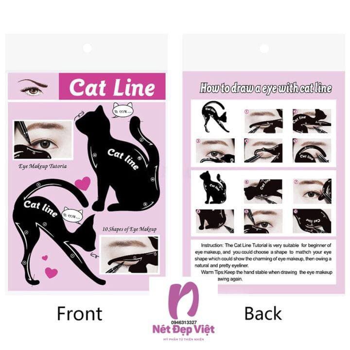 Bộ 2 Khuôn Vẽ Mắt Eyeliner Và Tô Bầu Mắt Hình Mèo Cat Line