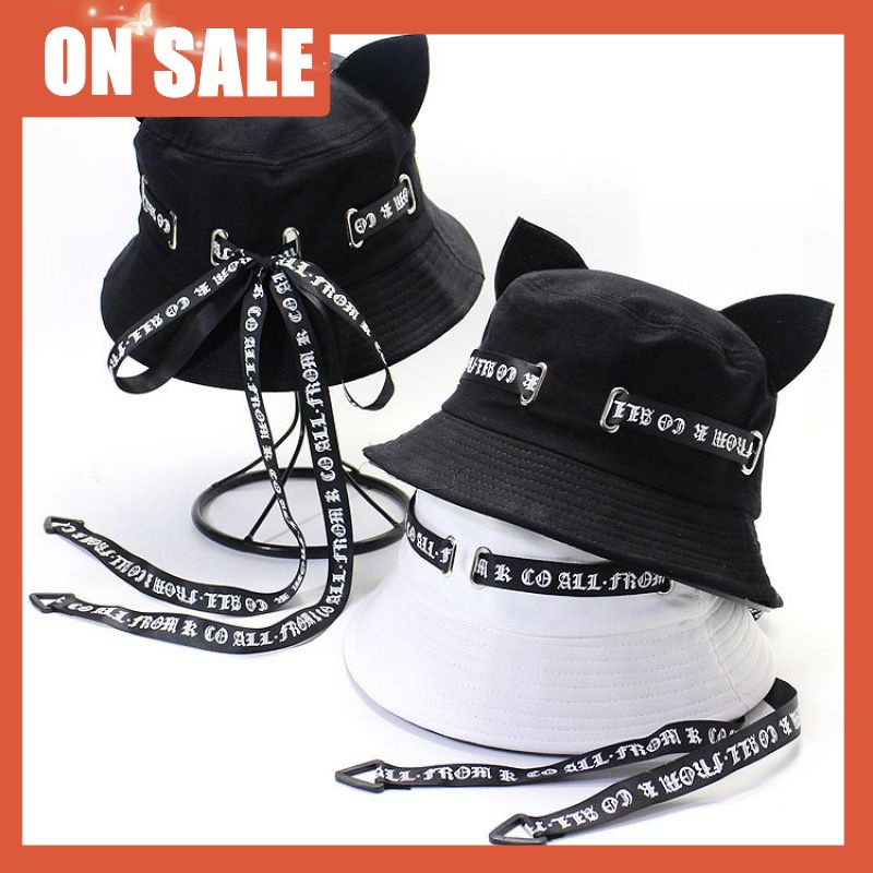 Cute fisherman hat with cat ears children's all-match basin hat sun hat