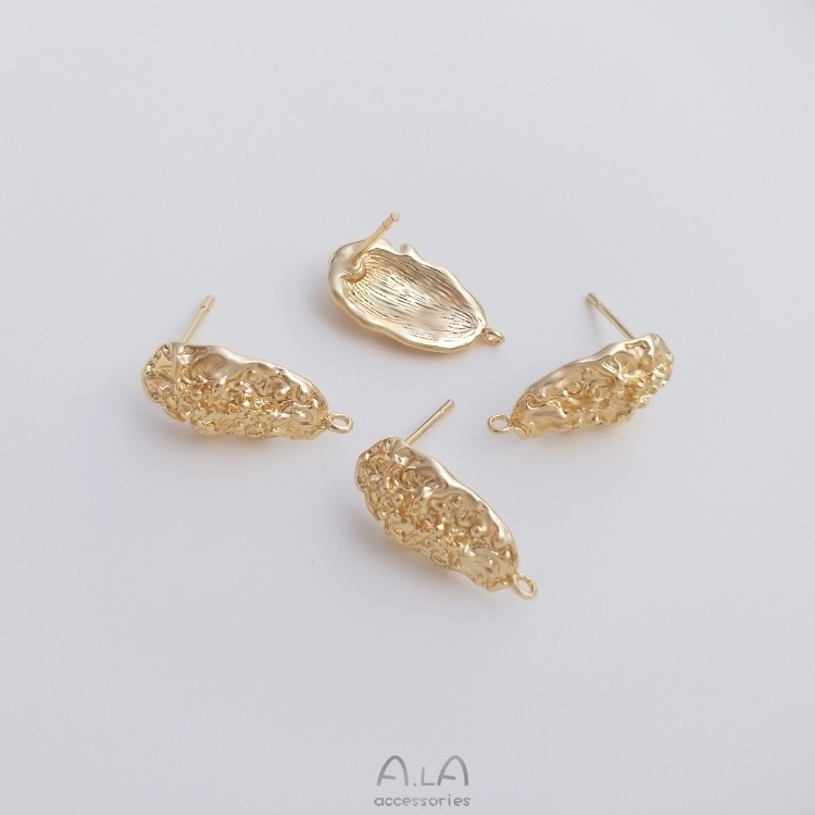 Set 2 Bông Tai Mạ Vàng 14K Hình Oval Thời Trang