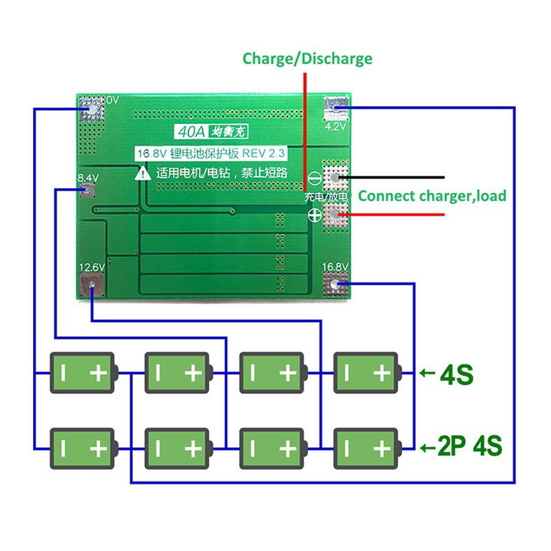 Mạch 4S 40A 14.4V 16.8V - Mạch bảo vệ khối pin Lithium ion 4S 18650 26650 , Dòng xả cao ổn định