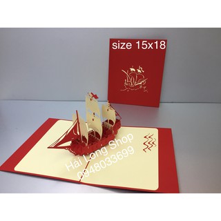 Thuyền 4 ( 3 Cánh ) - Boat - Thiệp 3D ( nhiều màu )