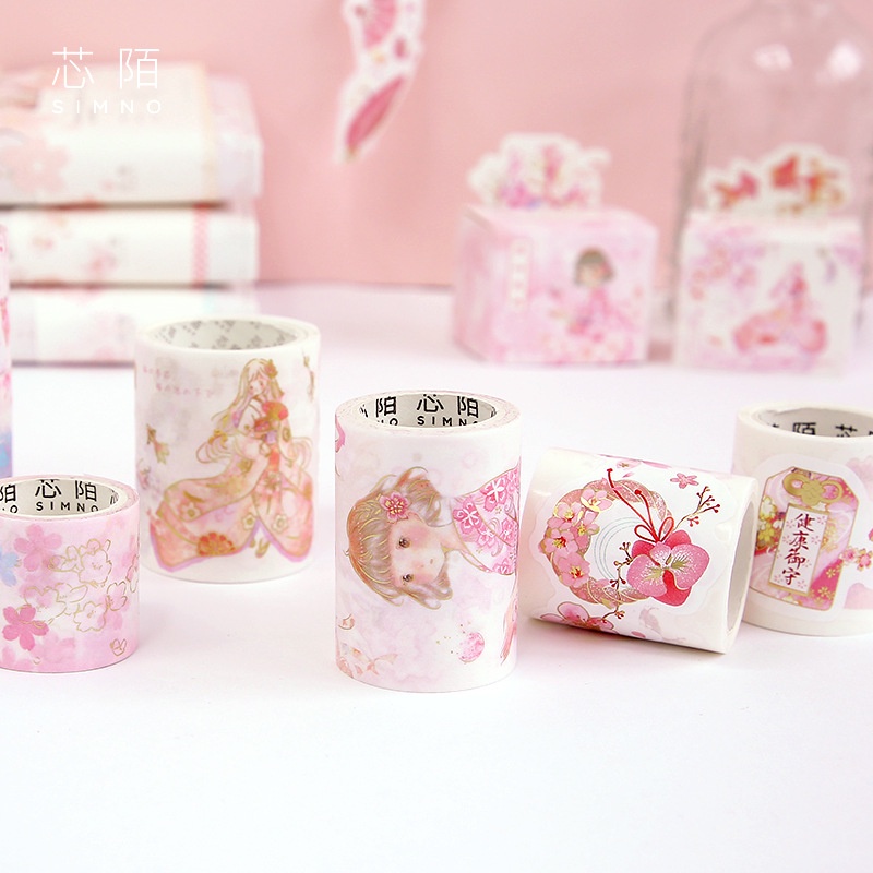 Băng dính trang trí washi tape phong cách Nhật Bản anh đào