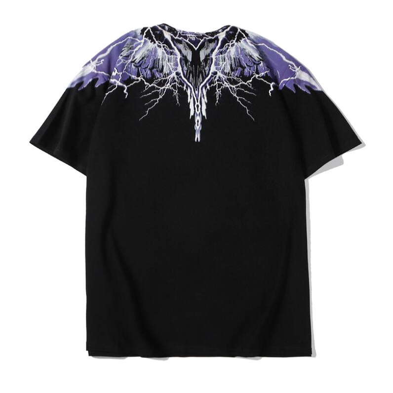Áo Thun Đen Tay Ngắn In Hình Đôi Cánh Sấm Sét Thời Trang