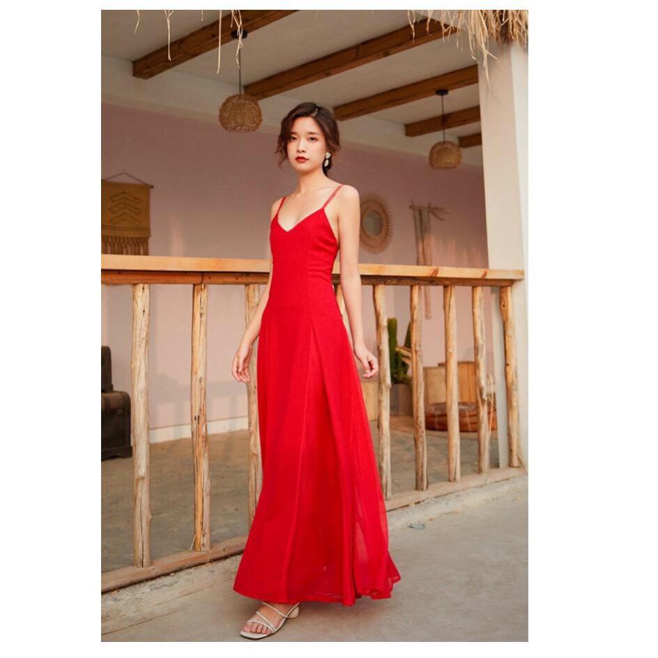 Váy Maxi Hai Dây Hở Lưng Quyến Rũ | BigBuy360 - bigbuy360.vn