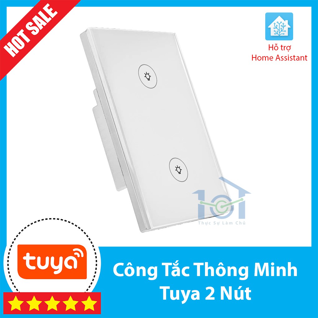 Công tắc cảm ứng Tuya chữ nhật 2 nút - Hỗ Trợ Google Assistant, Alexa, Hass