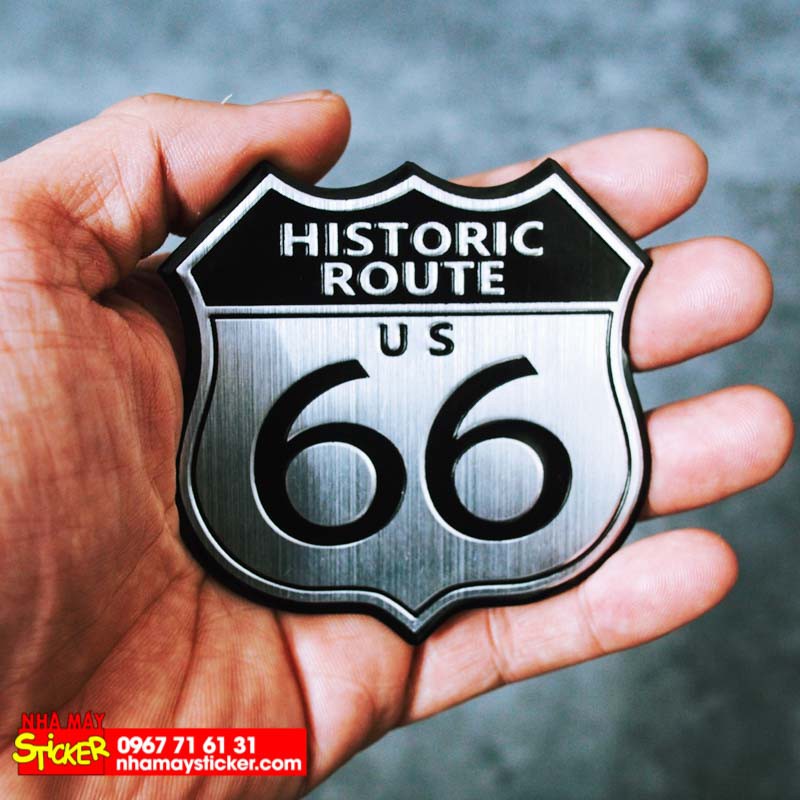 Sticker hình dán Metal Route 66 Huyền Thoại