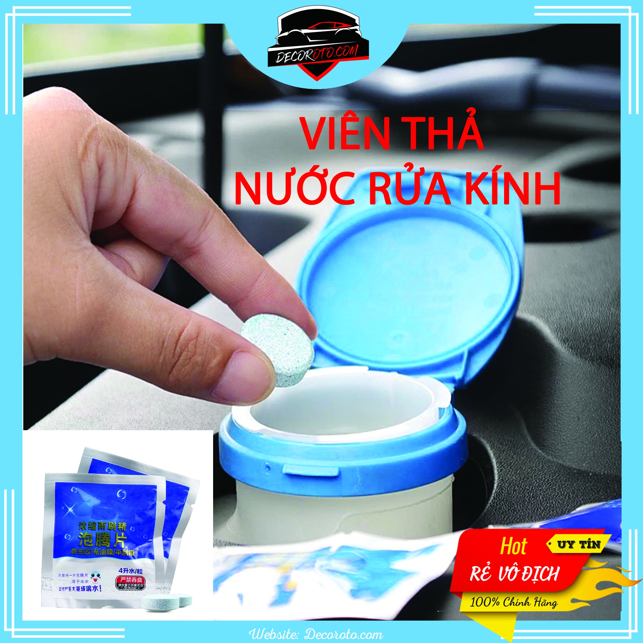 [Mã SMA071008 hoàn 10K xu đơn 0Đ] VIÊN RỬA KÍNH Ô TÔ, VIÊN TẠO NƯỚC RỬA KÍNH Ô TÔ TIỆN LỢI