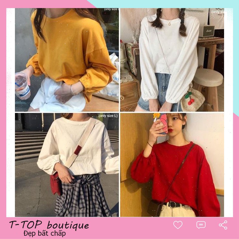 Áo nỉ nữ sweater dài tay trơn Thu Đông bo chun tay | BigBuy360 - bigbuy360.vn