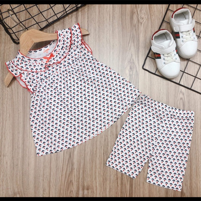 Bộ sát nách chấm bi bé gái bozip/borip 8-21 kg