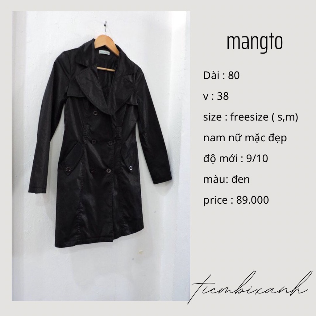 2hand- áo mangto màu đen bóng phong cách cổ điển - AMT18 - tiembixanh