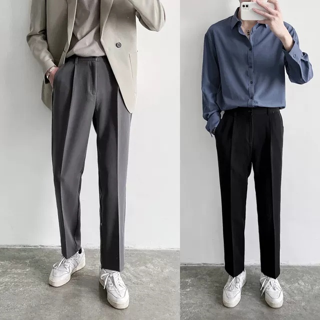 Quần baggy nam ống rộng PANTONI vải lụa hàn co giãn, không nhăn không xù loại quần tây âu Premium thời trang