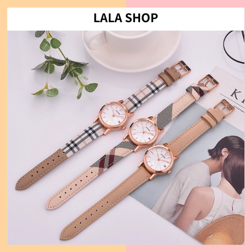 Đồng hồ nữ Burberry, dây kẻ caro đen trắng hàng cao cấp  mẫu mới nhất