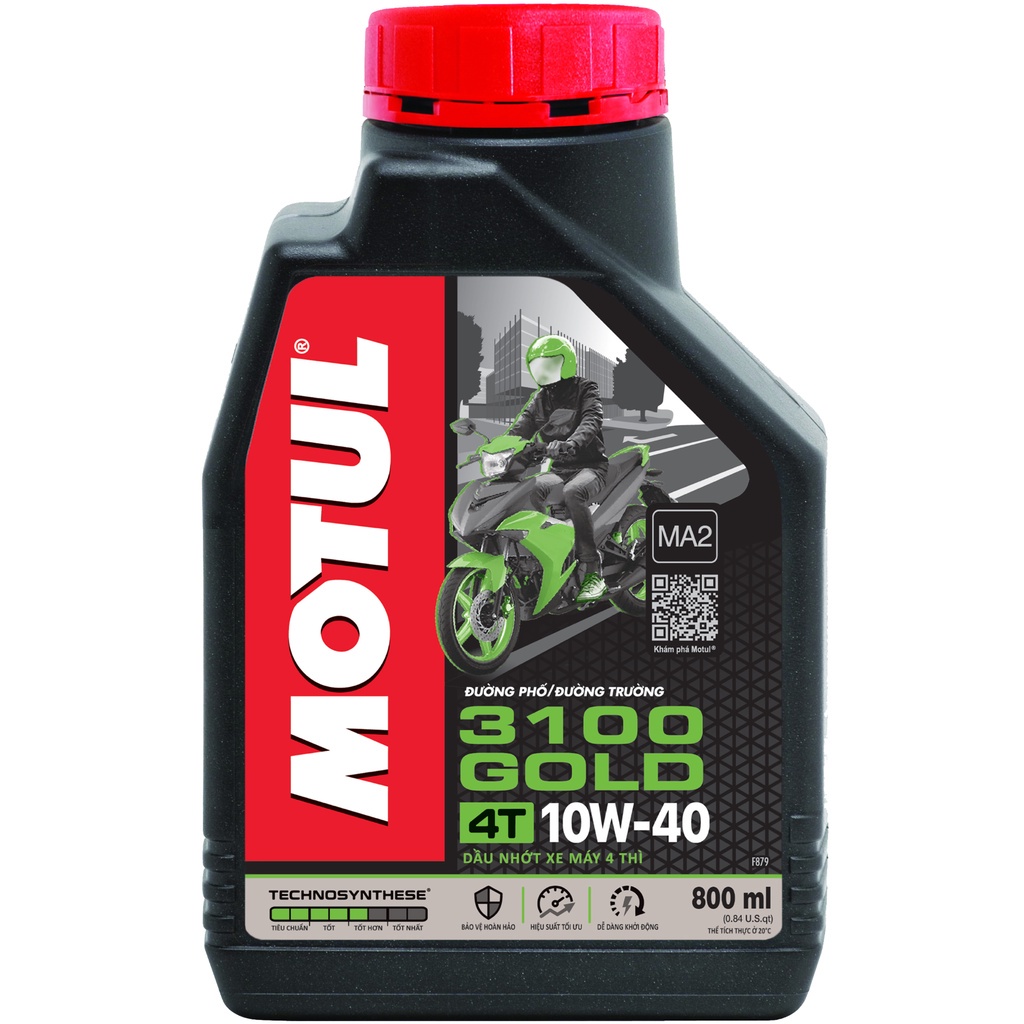 [Mẫu Mới] Nhớt xe số, xe mô tô cao cấp Motul 3100 Gold 800ml - Hàng Chinh Hãng, Check Mã QR, date mới