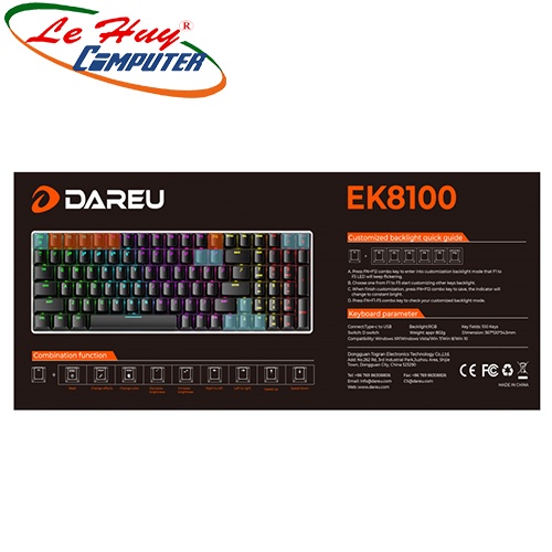 Bàn phím cơ DareU EK8100 RGB (Blue/Brown/Red switch)