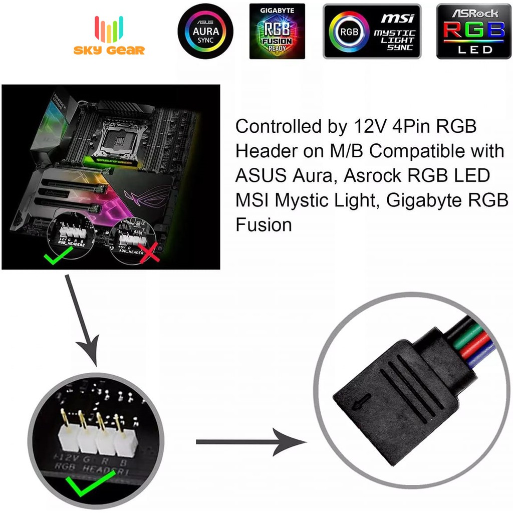 Dây led 12v RGB đồng bộ RGB Fusion, Aura Sync, MSI Mystic Light, ASrock RGB