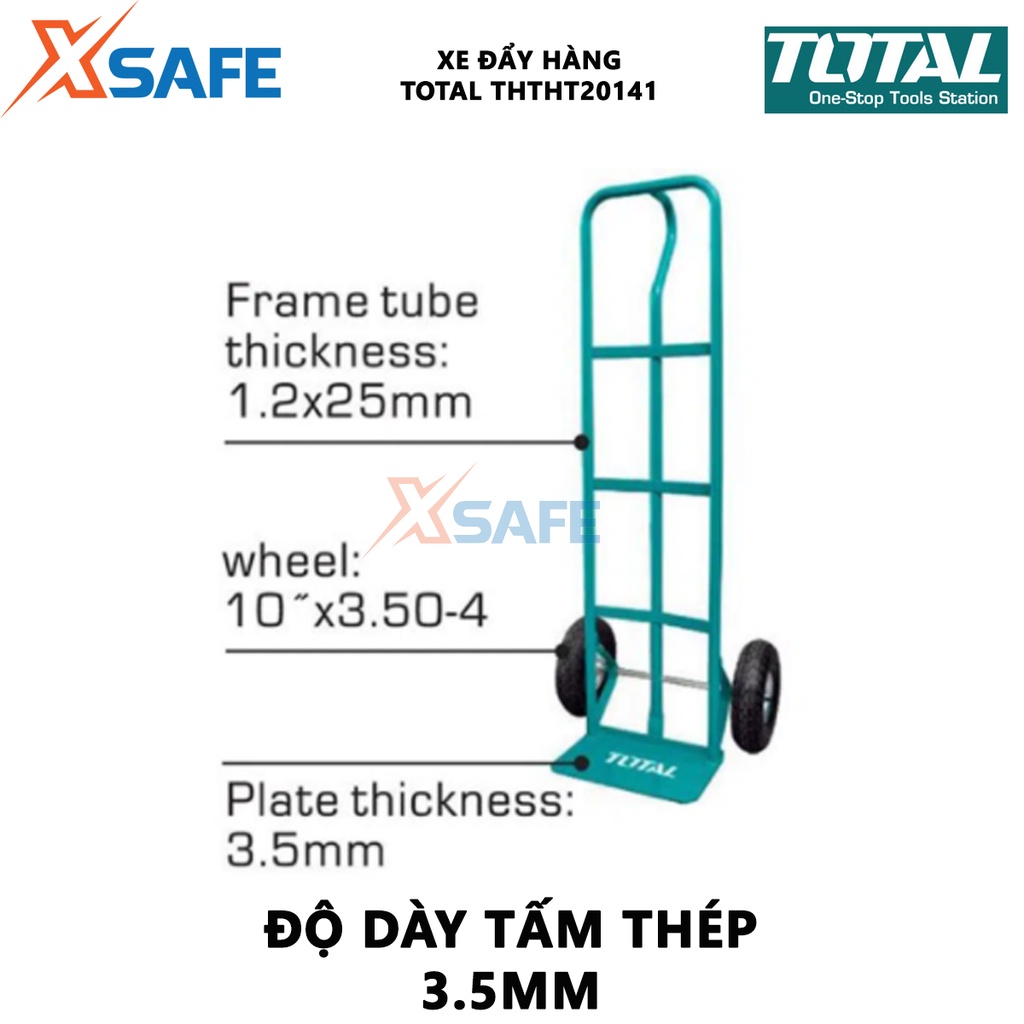 Xe đẩy hàng TOTAL THTHT20141 Xe kéo hàng khả năng tải 200kg, bánh xe khí nén, độ dày tấm thép 3.5mm - [XSAFE]