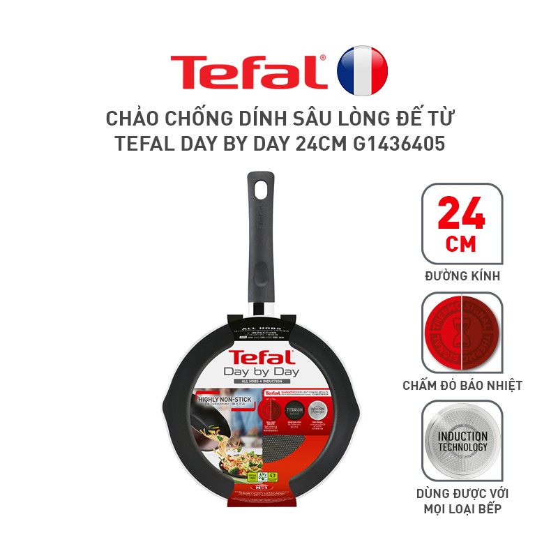 Combo Tefal Day By Day Chảo chiên 28cm &amp; Chảo chiên sâu lồng 24cm