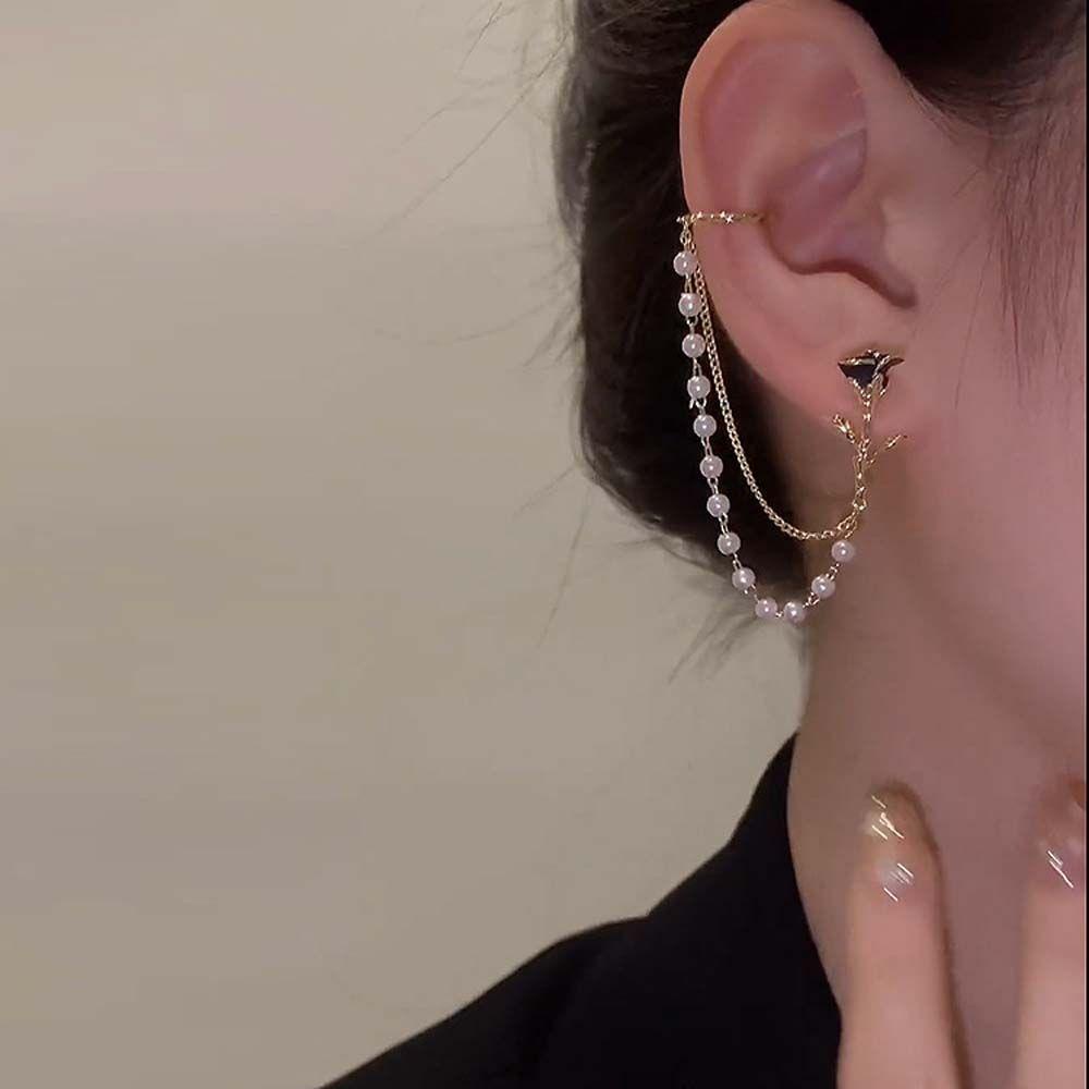 Bông Tai Dáng Dài Hình Hoa Hồng Phong Cách Hàn Quốc Thời Trang Cho Nữ