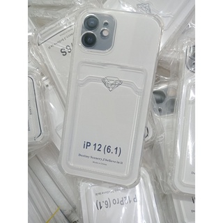 Điện thoại IPhone 12 ỐP lưng silicon trong suốt chống sốc tốt có túi đựng thẻ tiện dụng