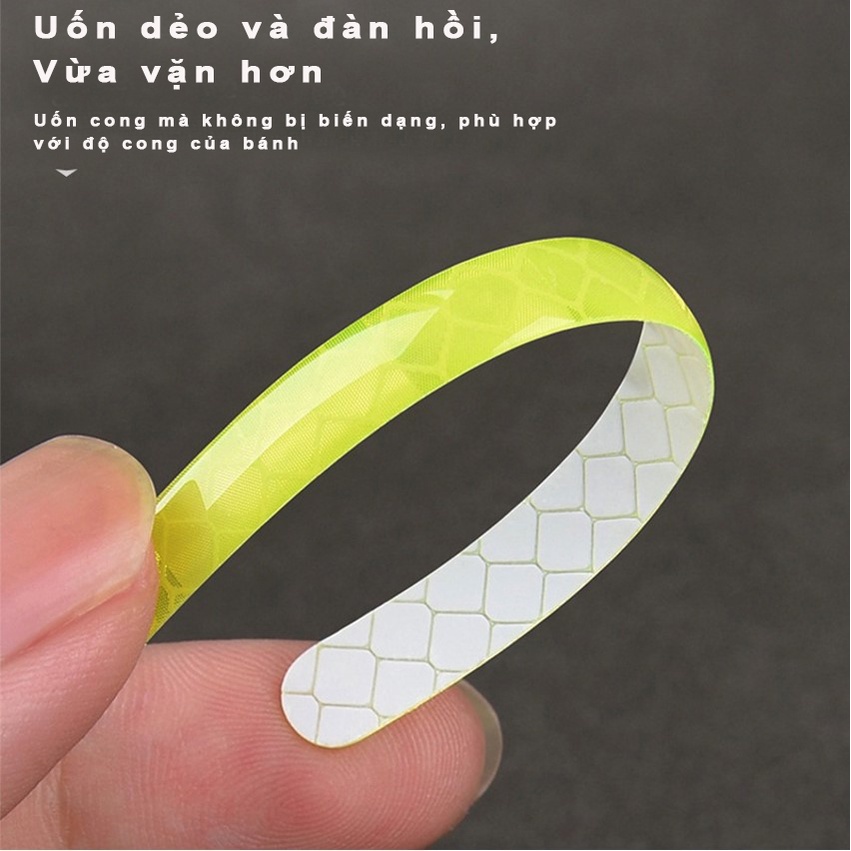 Set 20 miếng dán phản quang trang trí vành bánh xe hơi màu xanh lá độc đáo