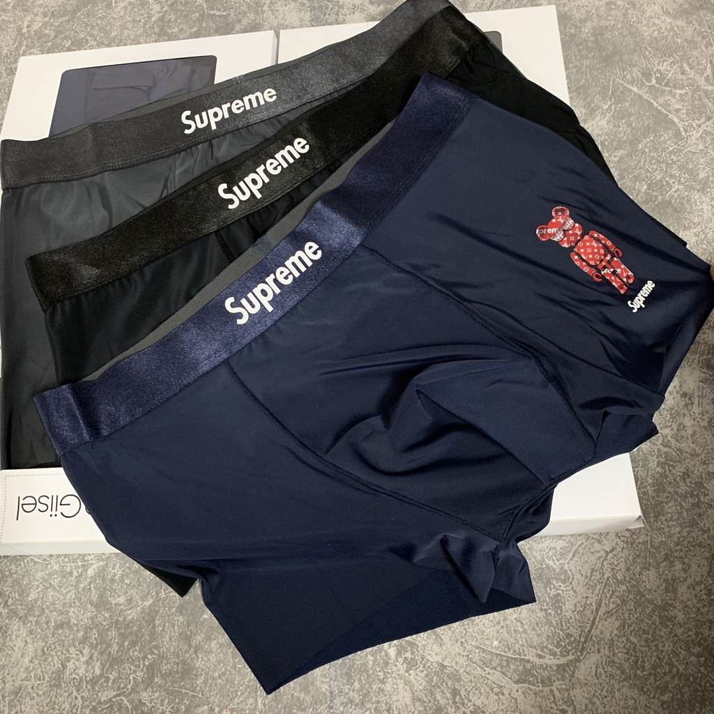 Hộp 3 quần lót boxer nam sịp đùi thun lạnh - logo ép nhiệt cao cấp SUP