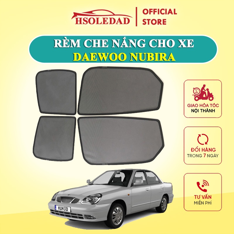 Rèm che nắng nam châm cho xe Daewoo Nubira, bộ 4 tấm cho 4 cửa, hàng loại 1 cao cấp nhất, vừa khít kính