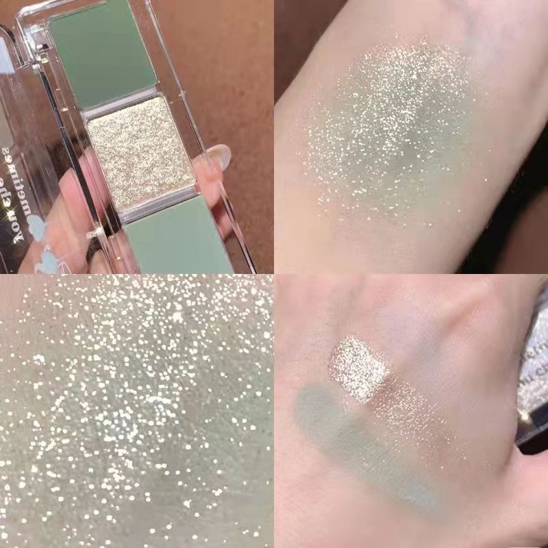 Bảng Phấn Mắt Ba Màu Sắc Tố Ngọc Trai Chống Nước Siêu Nóng