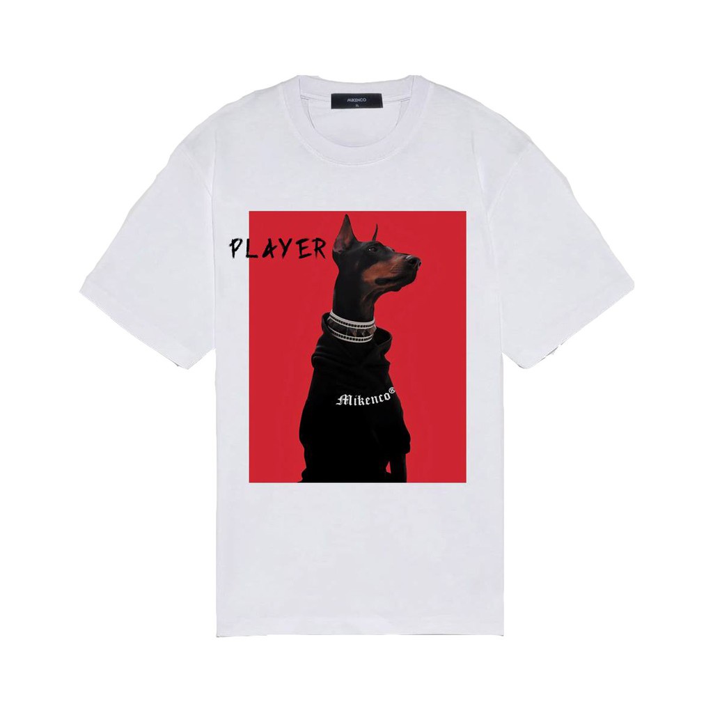 Áo thun tay lỡ Mikenco Chó Player MOSSSHOP - Áo phong nam nữ unisex phong cách hàn quốc ulzzang form rộng 65kg