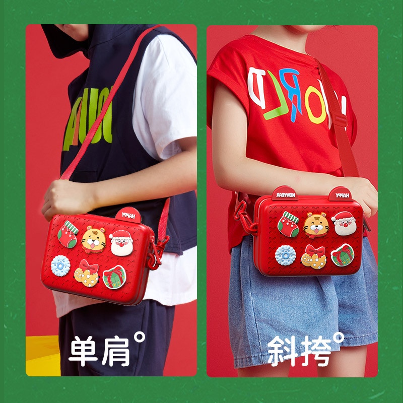 Túi đeo chéo JASMIN NOIR bằng PVC dáng vuông nhỏ in hoạt hình làm quà tặng Giáng sinh cho nữ