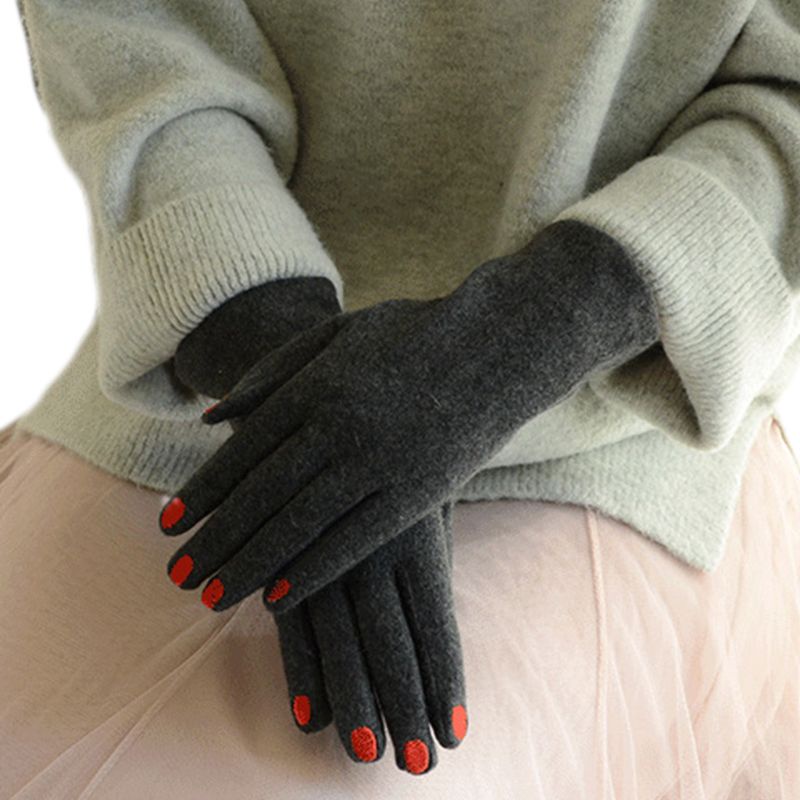 Găng Tay Len Giả Thêu Họa Tiết Xinh Xắn Cho Nữ