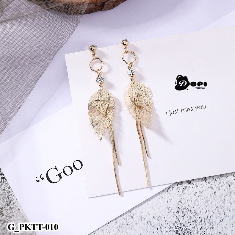 Bông tai hoa tai form dài hình chiếc lá