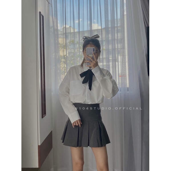 Áo sơ mi oversize tay dài có túi