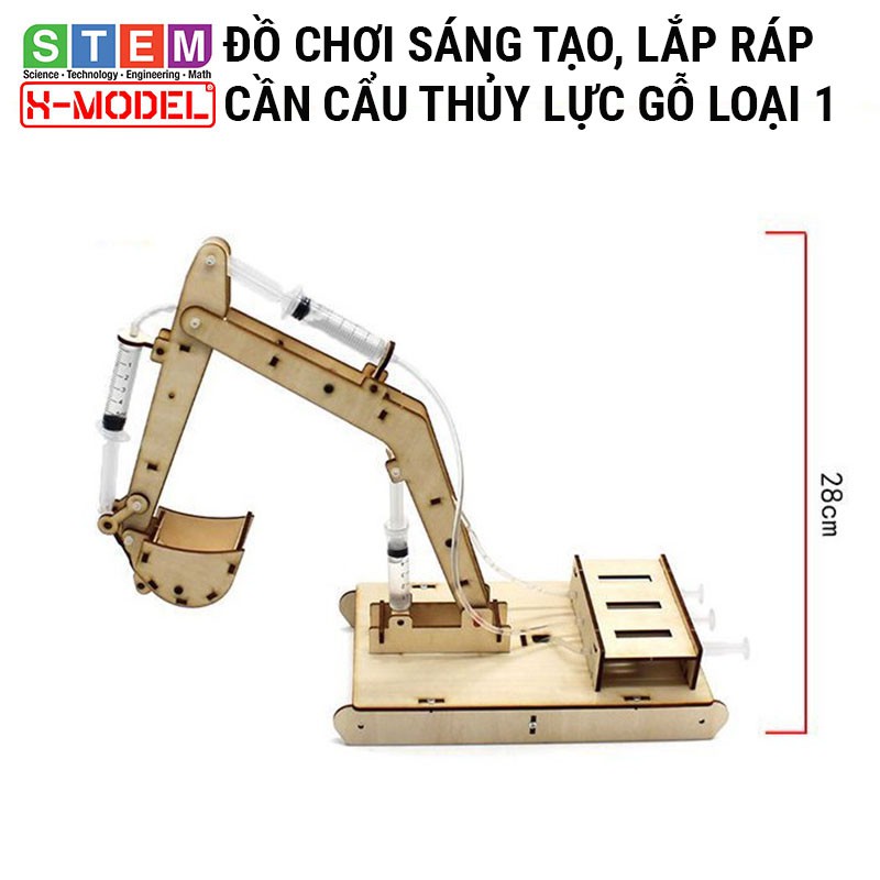 Đồ chơi thông minh, sáng tạo STEM Cần cẩu thủy lực bằng gỗ X-MODEL cho bé, Đồ chơi trẻ em DIY Giáo dục STEM, STEAM