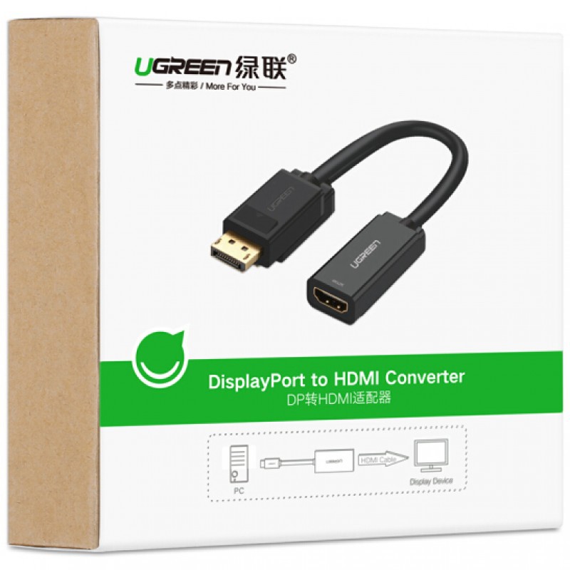 Cáp Chuyển Displayport To HDMI Hỗ Trợ 4K*2K UGREEN 40363 - Hàng Chính Hãng