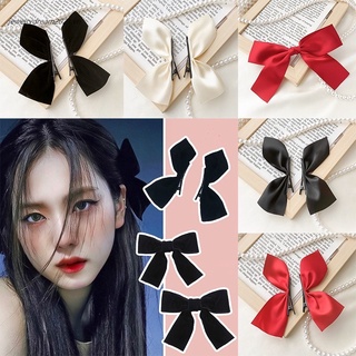 Kẹp tóc cài tóc nơ satin Jisoo phong cách Hàn Quốc