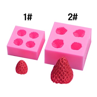 Khuôn silicone 4 Ngăn Tạo Hình Quả Dâu 3D Trang Trí Bánh