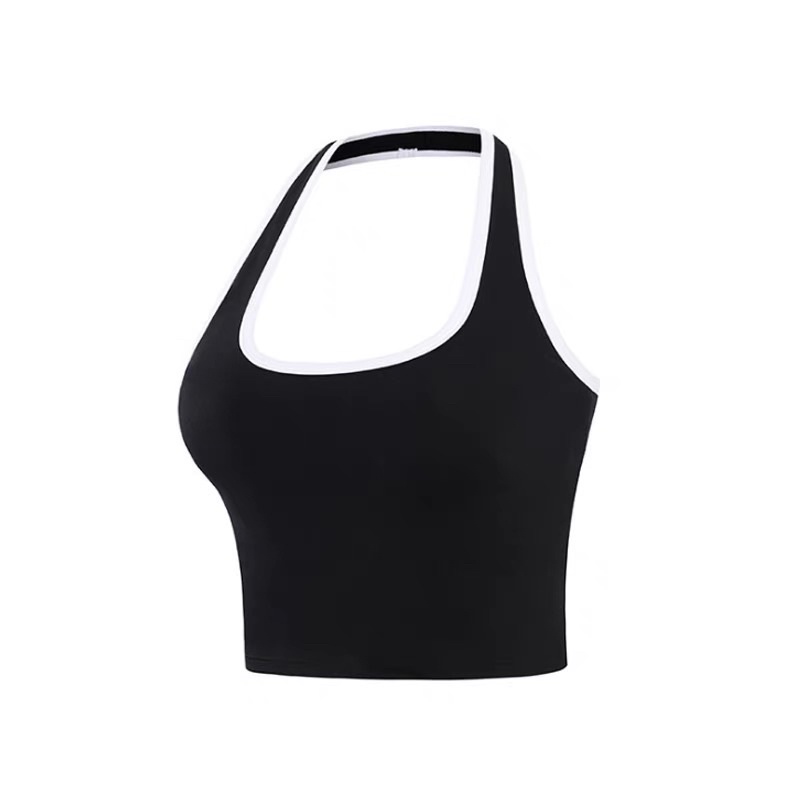 ÁO BRA CỔ YẾM TẬP GYM YOGA VIỀN TRẮNG MÀU LOANG CÁ TÍNH