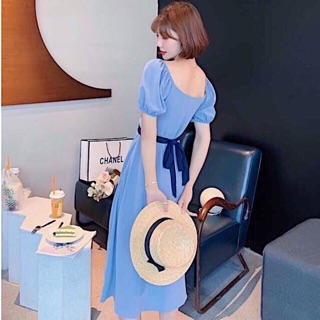 Đầm váy freesize xanh chéo eo