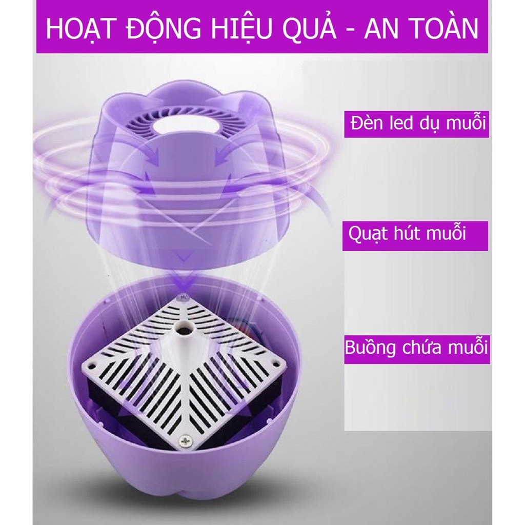 ĐÈN BẮT MUỖI kiêm đèn ngủ hình hoa sen tím