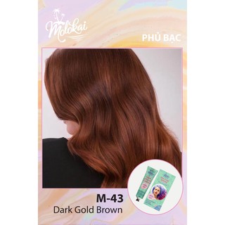 Kem nhuộm tóc phủ bạc MOLOKAI màu nâu lạnh M-43 chiết suất từ thiên nhiên tặng kèm trợ oxy dưỡng 60ml