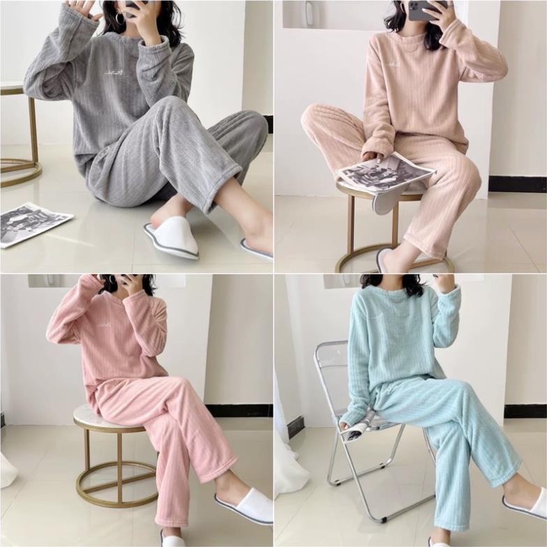 Bộ Đồ Ngủ Lông Tăm Softie FreeSize , Bộ Nỉ Bông Tăm Giữ Nhiệt Mặc Nhà Siêu Ấm