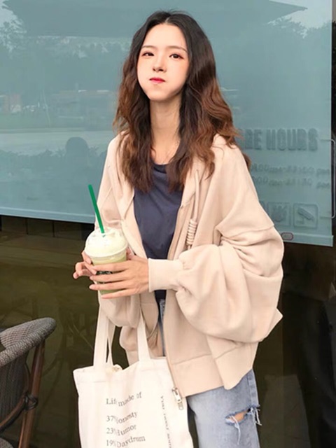 Áo khoác rộng ulzzang  ảnh thật ở cuối