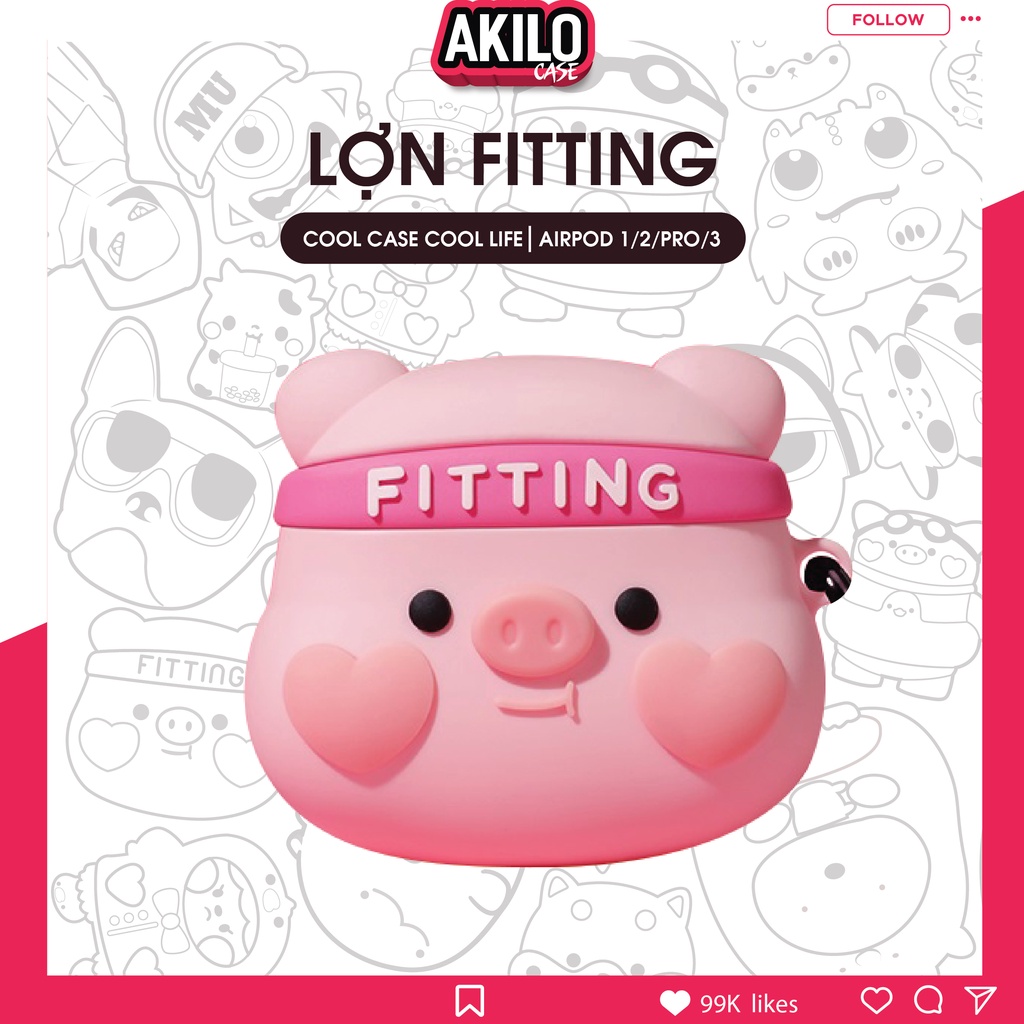 Case airpod 3, vỏ ốp tai nghe bluetooth  phụ kiện silicon kèm móc khóa cao cấp Airpod 2 pro AKILO