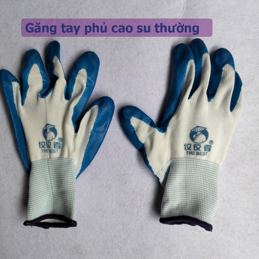 Găng Tay Phủ Sơn Xanh 388 (LOẠI DÀY) 1 mặt Bảo hộ lao động PU