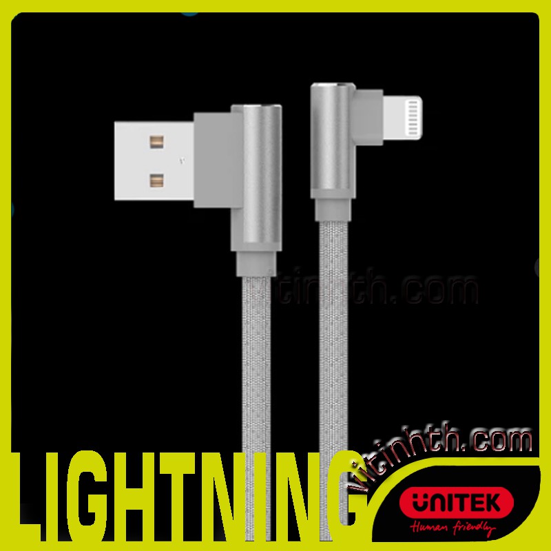 LT333 Cáp sạc Iphone jack cắm chữ L hạn chế cấn, gẫy cáp / chính hãng UNITEK USB to Lightning Cable - THComputer Q11